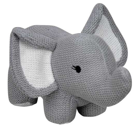 Knitted Elephant Rattle - Grey - 22cm