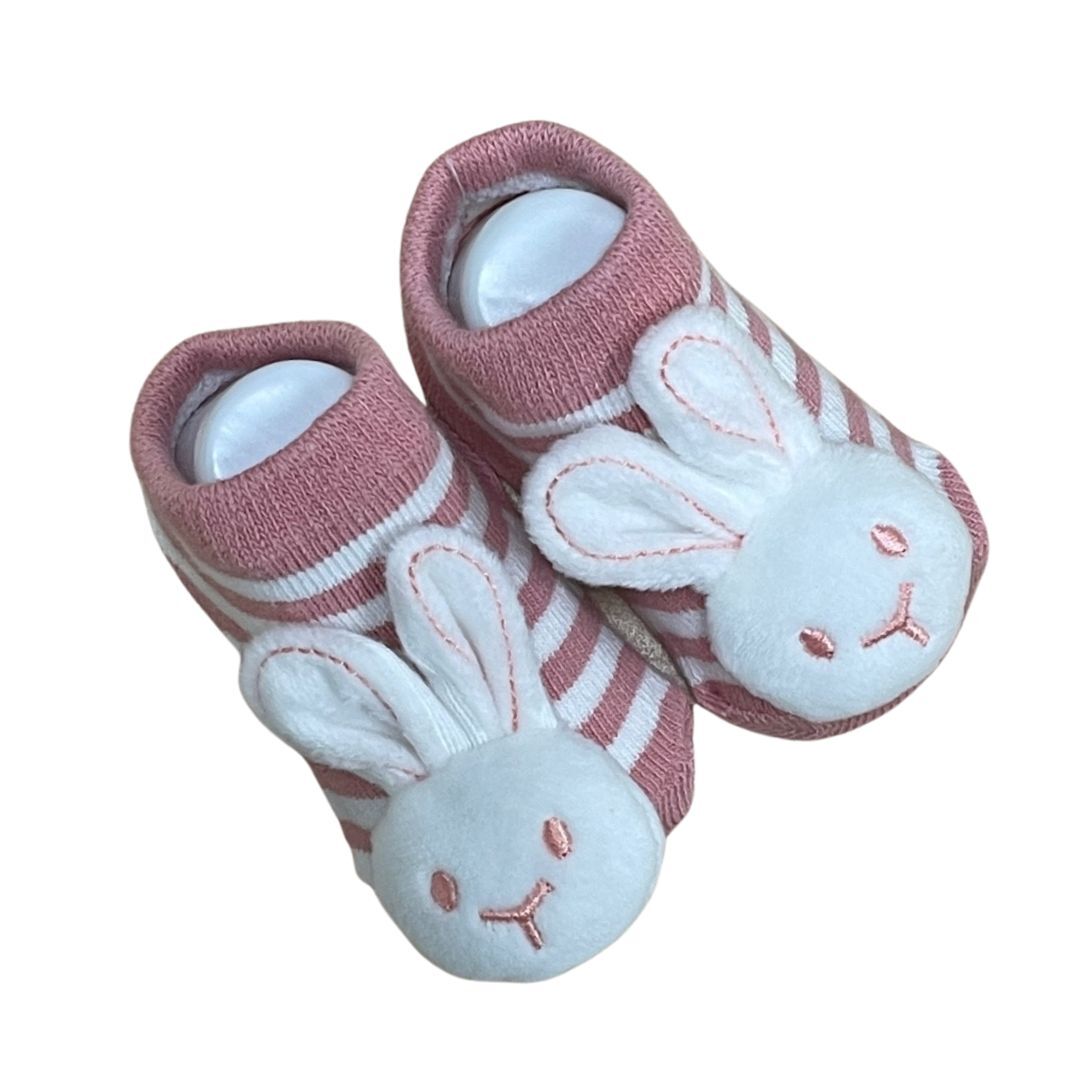 Socks with Rattles - Bunny Blush - 0-6mths